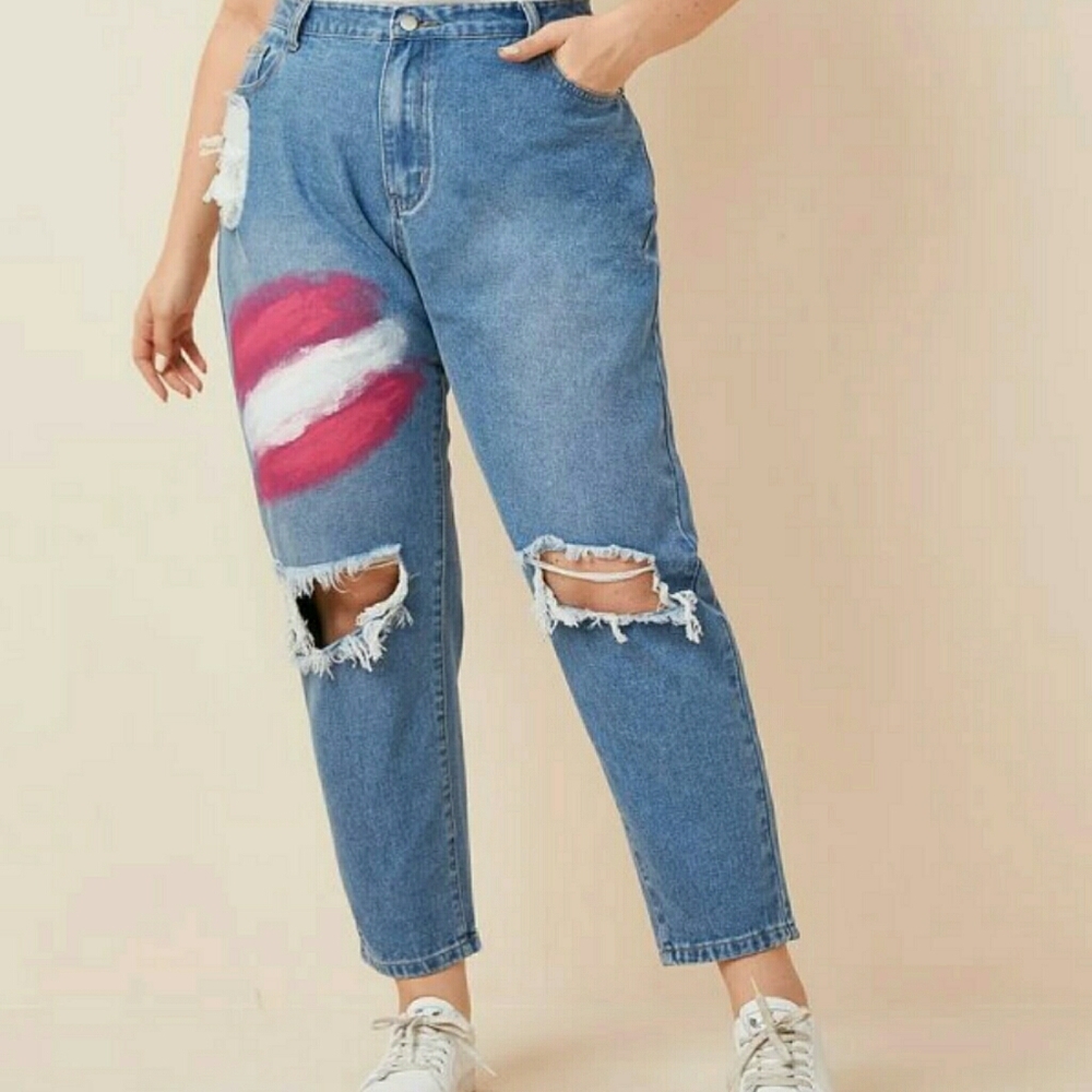 Red stripe jeans